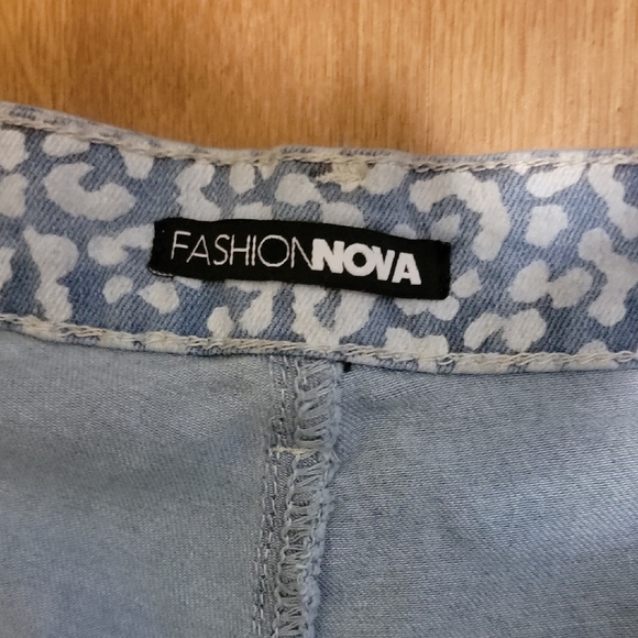Fashion Nova Blue Flare Pants with Polka Dot Pattern - Picture 2 of 4